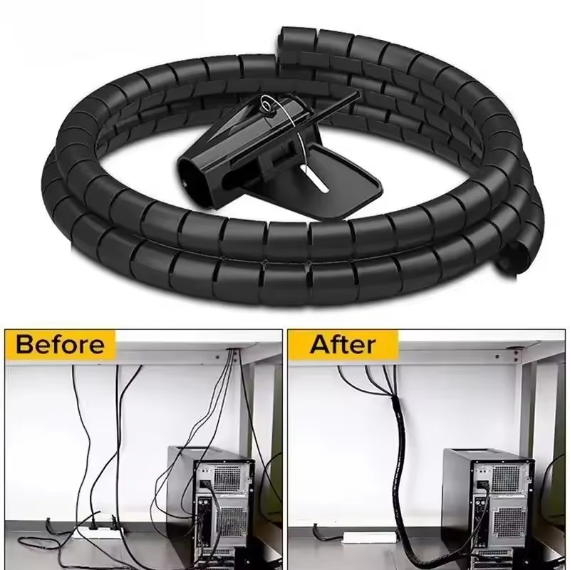 Cable Lock Flexible - 2M/1M 길이의 유연한 나선형 케이블 보호대,